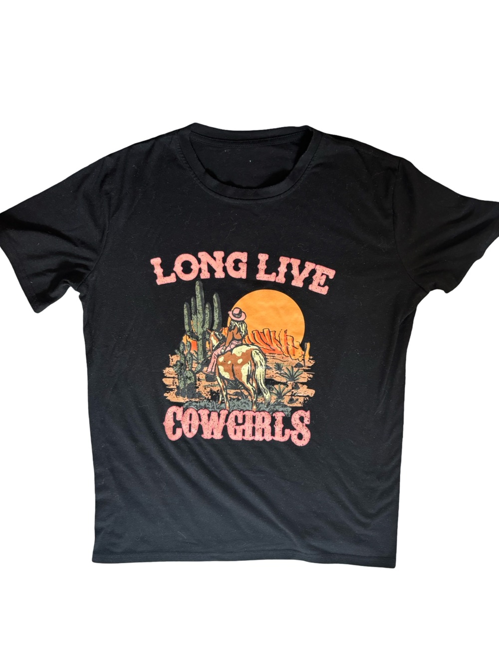Long Live Cowgirls Graphic Tee - Black L